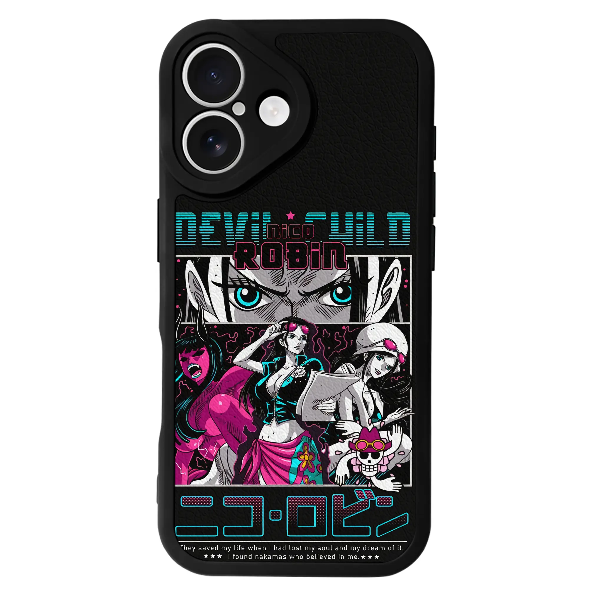 ワンピース グッズ ニコ・ロビン - IPhone 16シリーズ対応 ・ シリコンスマホケース ・ レザー調 ・ 高精度フィット ・ 耐衝撃 ・ ワイヤレス充電対応 ・ 精密カット